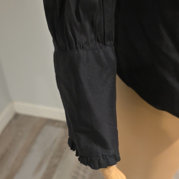 Ann Taylor Black Ruffled Long Sleeve Blouse - Picture 4 of 7